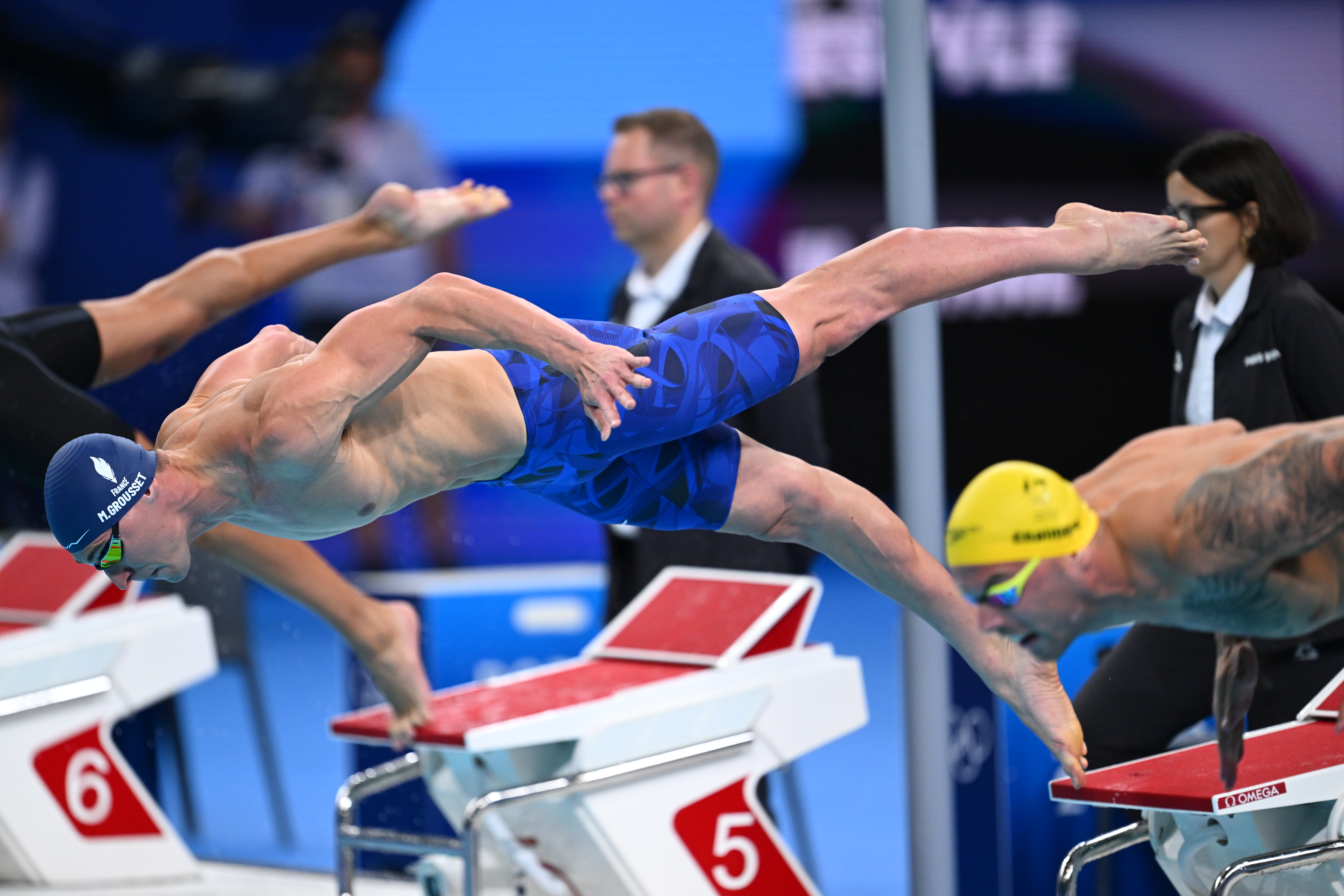 Maxime Grousset en demi-finale du 100 m nage libre aux Jeux olympiques de Paris 2024 - KMSP / Stéphane Kempinaire